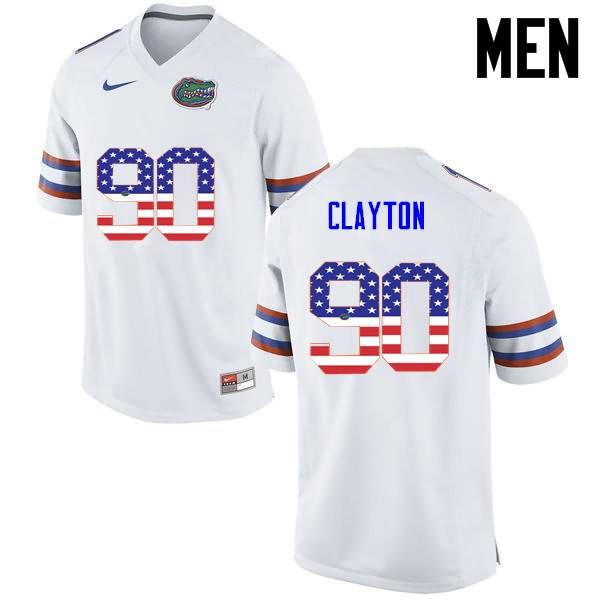 Men's NCAA Florida Gators Antonneous Clayton #90 Stitched Authentic USA Flag Fashion Nike White College Football Jersey JJV8565JL